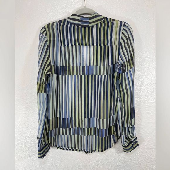 Classiques Entier 100% Silk Sheer Collared Button Down Shirt Women’s Small - Picture 11 of 13